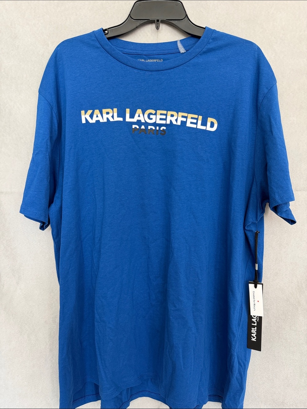 💥NWT! Karl Lagerfeld Blue Logo Short-Sleeve Tee SZ XXL